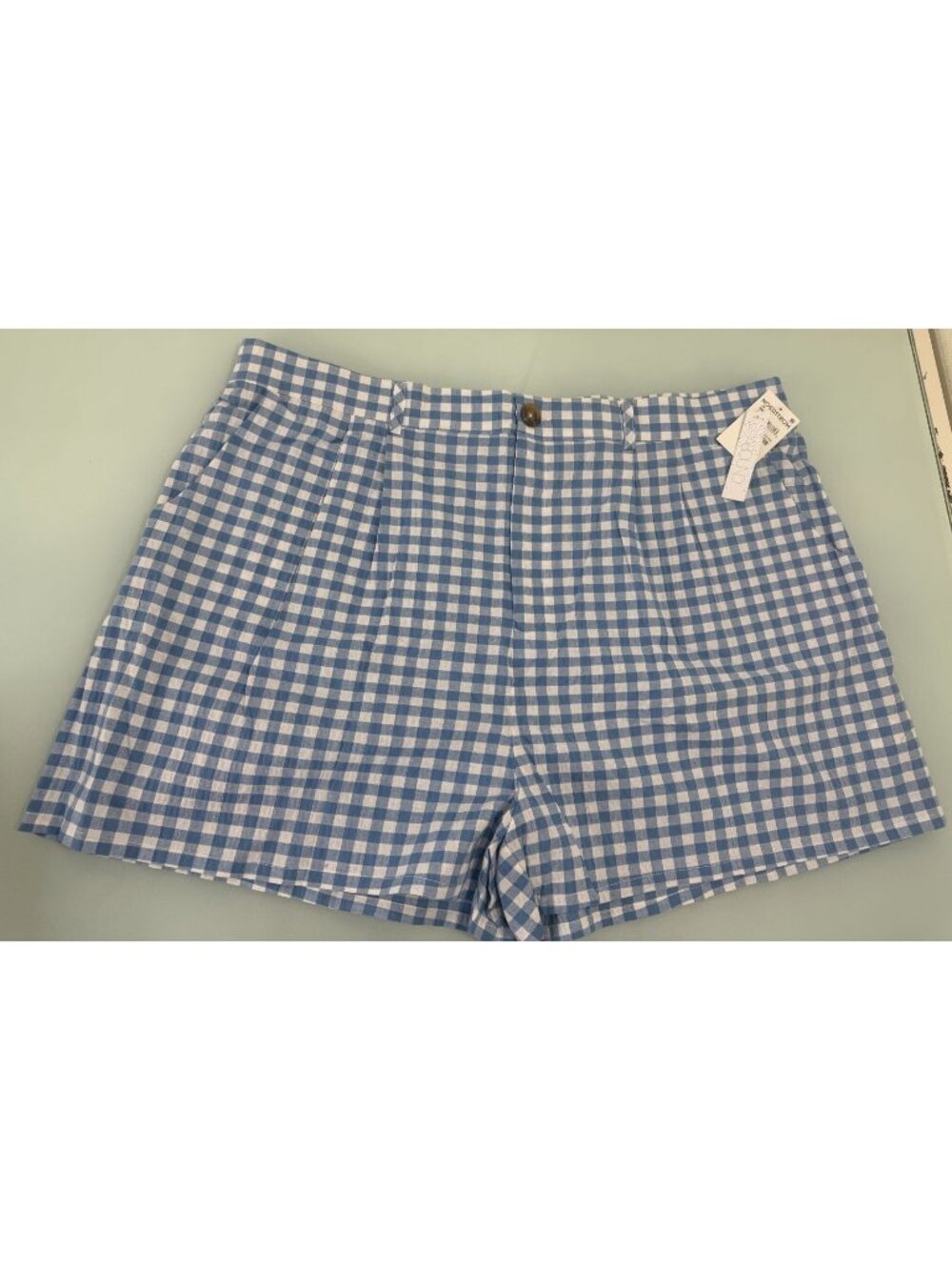 New Abound Shorts Women's 2X Gingham Seersucker Pleated Lightweight Stretch NWT